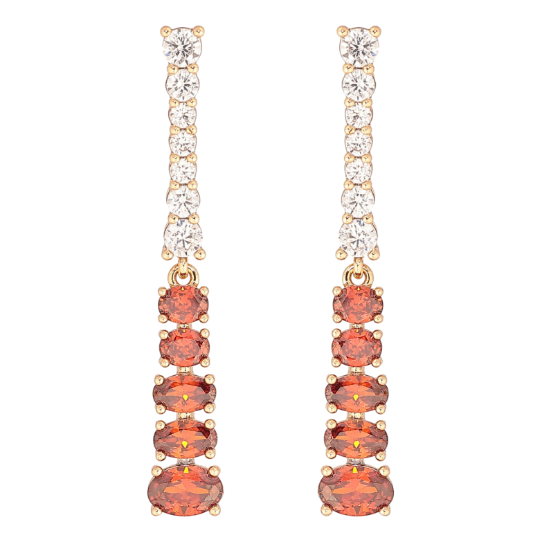 Серьги Xuping Позолота 18K пусеты Дорожки бело-красных кристаллов фото №1