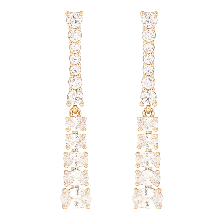 Сережки Xuping Позолота 18K пусети «Доріжки кристалів» фото №18