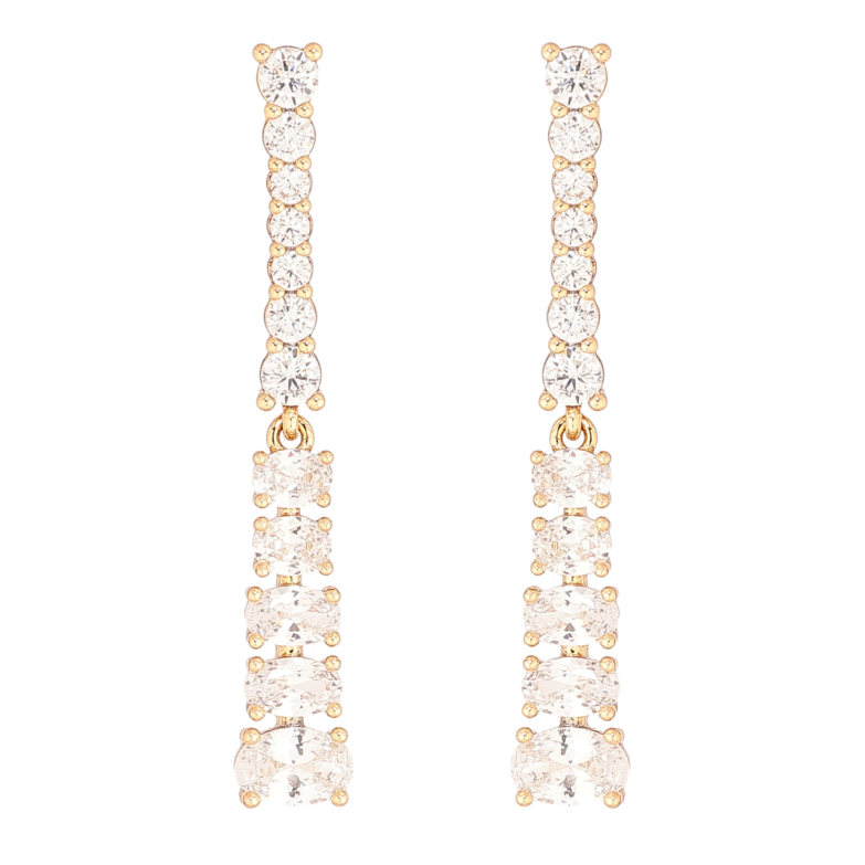 Сережки Xuping Позолота 18K пусети «Доріжки кристалів» фото №2