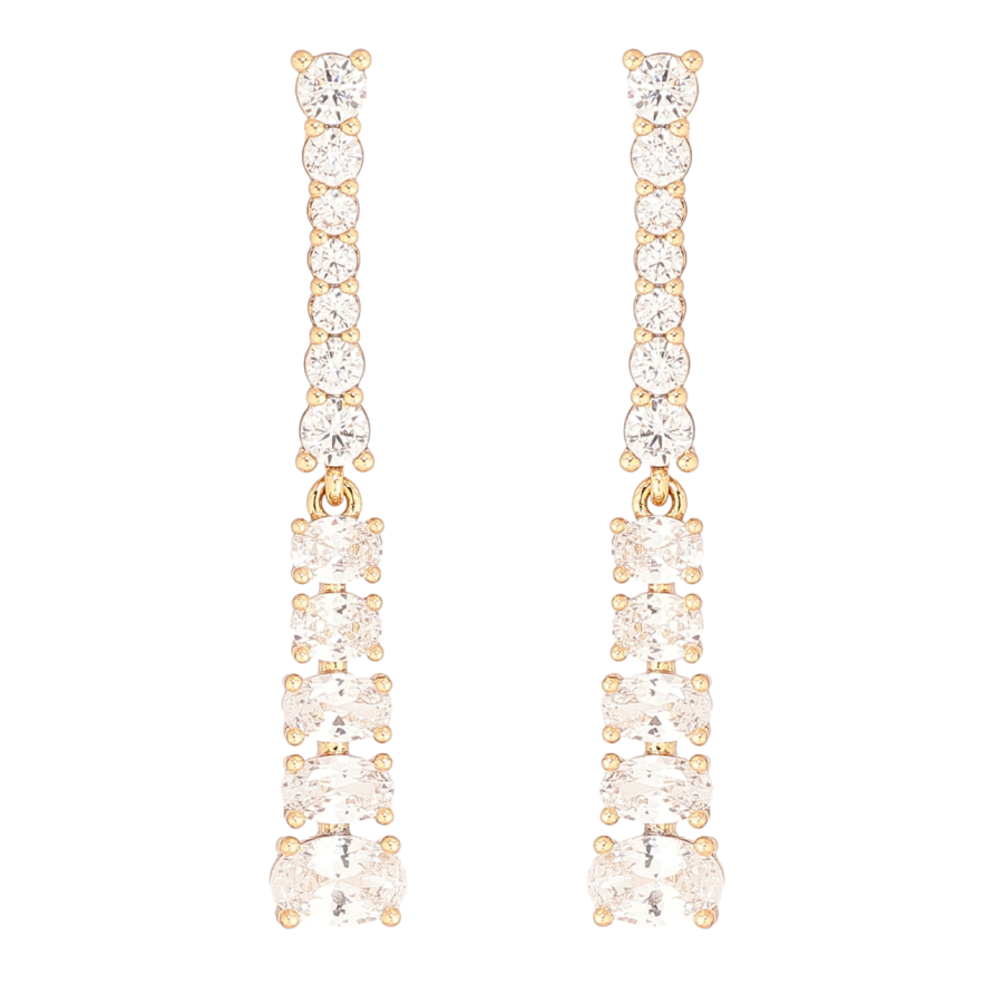 Сережки Xuping Позолота 18K пусети «Доріжки кристалів» фото №1