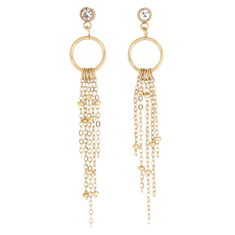 Серьги Xuping TTM Stainless Steel цвет 14К пусеты Декоративные подвески с цепочками фото №1