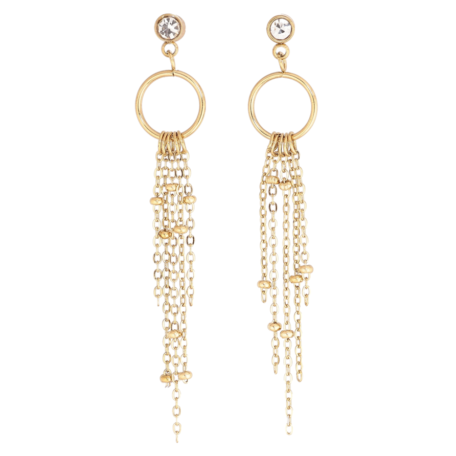 Серьги Xuping TTM Stainless Steel цвет 14К пусеты Декоративные подвески с цепочками фото №1