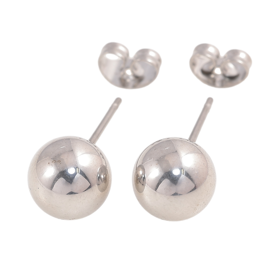 Сережки Xuping TTM Stainless Steel колір Родій пусети «Кульки» ø 8мм фото №1