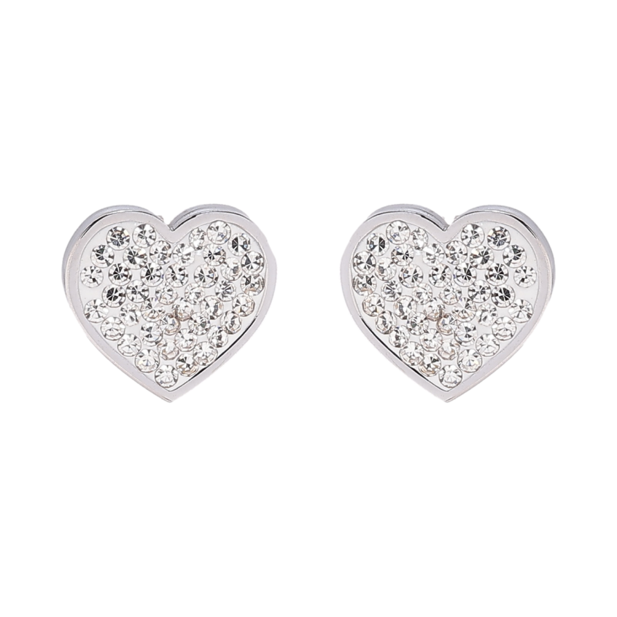 Сережки Xuping TTM Stainless Steel колір Родій пусети «Сердечка з кристалами» фото №1 Сережки Xuping TTM Stainless Steel колір Родій пусети «Сердечка з кристалами» фото №1