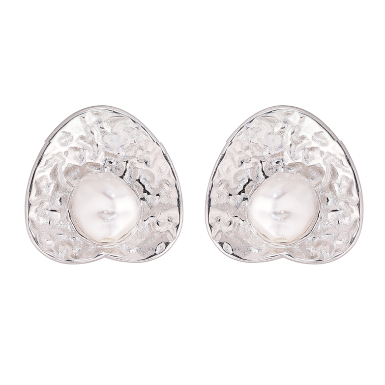 Сережки Xuping TTM Stainless Steel колір Родій пусети «Декоративний візерунок з перлинами» фото №1