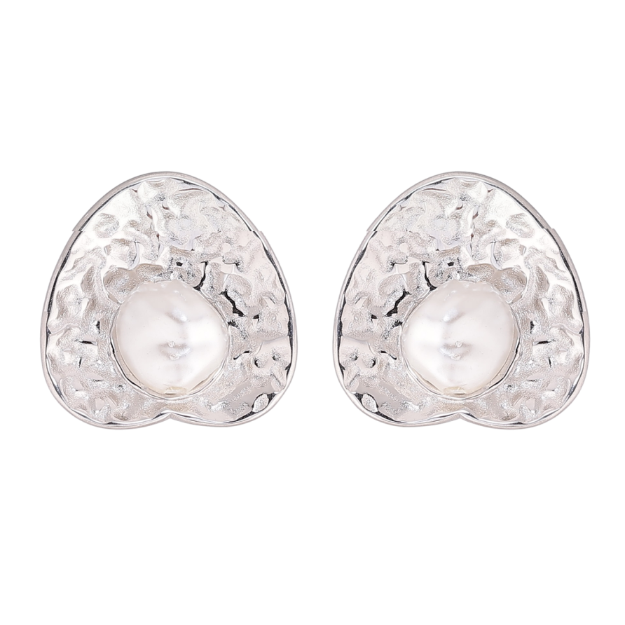 Серьги Xuping TTM Stainless Steel цвет Родий пусеты Декоративный узор с жемчужинами фото №1