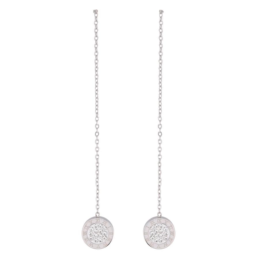 Сережки Xuping TTM Stainless Steel колір Родій пусети «Круглі підвіски» ø 8мм фото №1