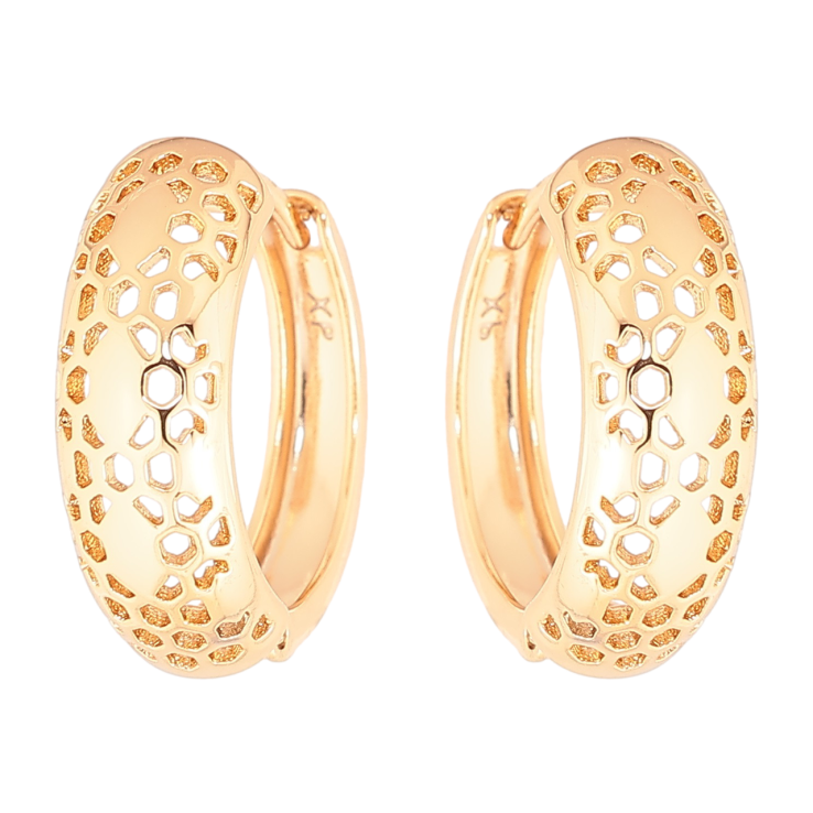 Серьги Xuping Позолота 18K колечки Резной узор фото №2