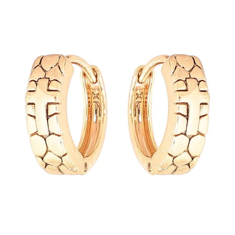 Сережки Xuping Позолота 18K колечка «Візерунок Хрестик» фото №1 Сережки Xuping Позолота 18K колечка «Візерунок Хрестик» фото №1