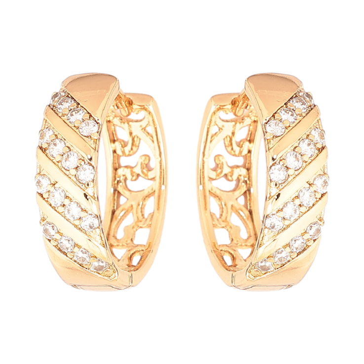 Сережки Xuping Позолота 18K колечка «Візерунок з кристалами» фото №21 Сережки Xuping Позолота 18K колечка «Візерунок з кристалами» фото №21