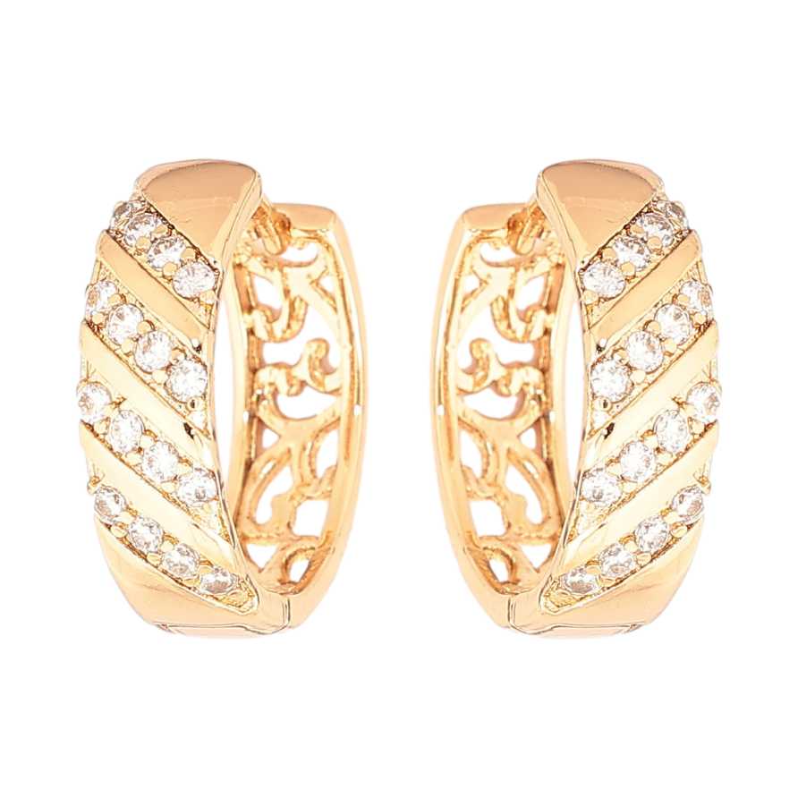 Сережки Xuping Позолота 18K колечка «Візерунок з кристалами» фото №1