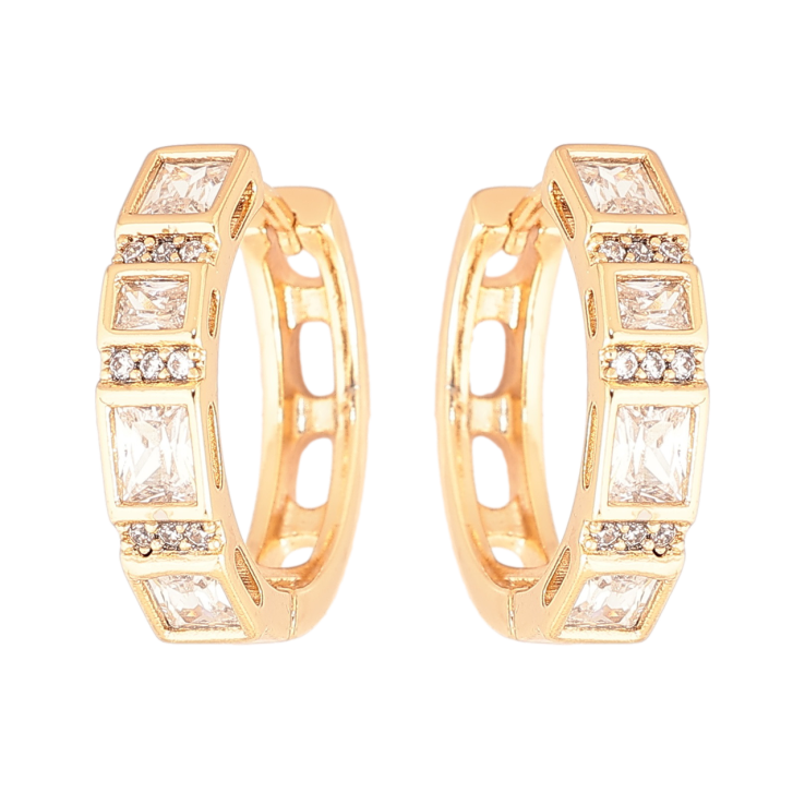 Сережки Xuping Позолота 18K колечка «Інкрустація кристалами» фото №7 Сережки Xuping Позолота 18K колечка «Інкрустація кристалами» фото №7