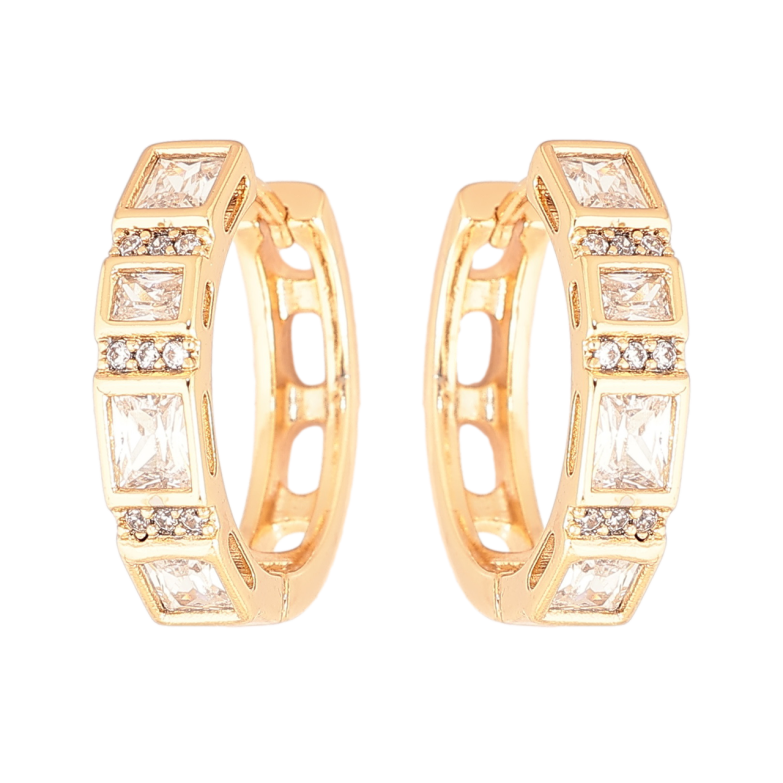 Серьги Xuping Позолота 18K колечки Инкрустация кристаллами фото №1