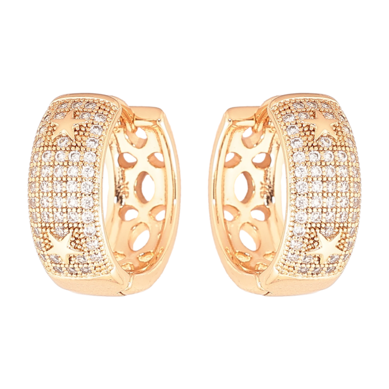 Сережки Xuping Позолота 18K колечка «Інкрустація кристалами з зірками» фото №3