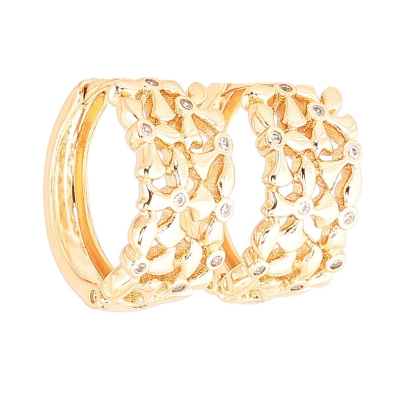 Серьги Xuping Позолота 18K колечки Декоративный узор с кристаллами фото №1