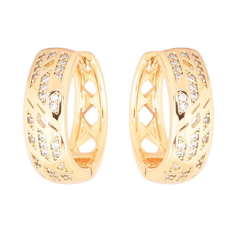 Сережки Xuping Позолота 18K колечка «Декоративний візерунок з кристалами» фото №1 Сережки Xuping Позолота 18K колечка «Декоративний візерунок з кристалами» фото №1