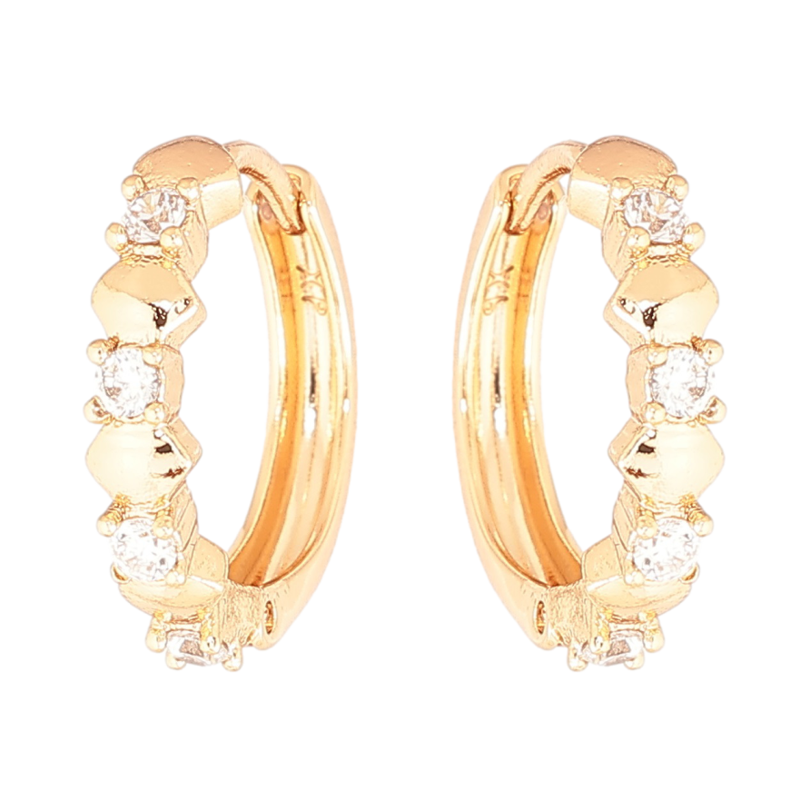 Сережки Xuping Позолота 18K колечка «Візерунок з кристалами» фото №1