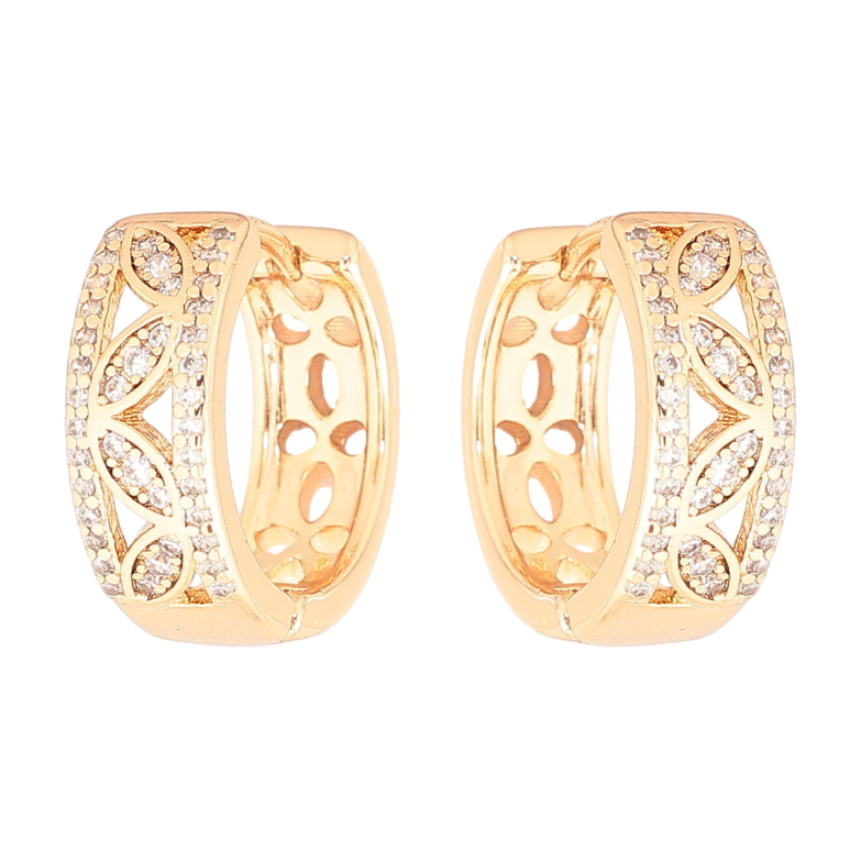 Серьги Xuping Позолота 18K колечки Узор с кристаллами фото №1