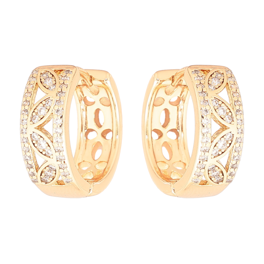 Серьги Xuping Позолота 18K колечки Узор с кристаллами фото №1