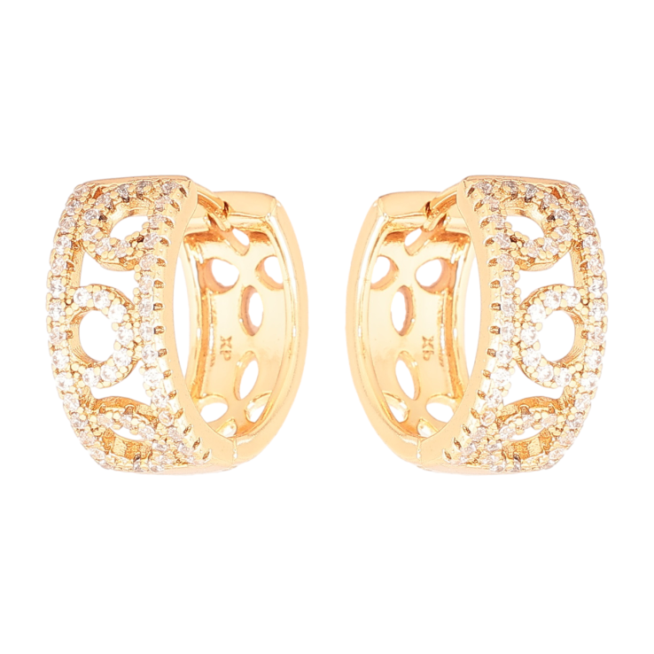 Сережки Xuping Позолота 18K колечка «Візерунок з кристалами» фото №2