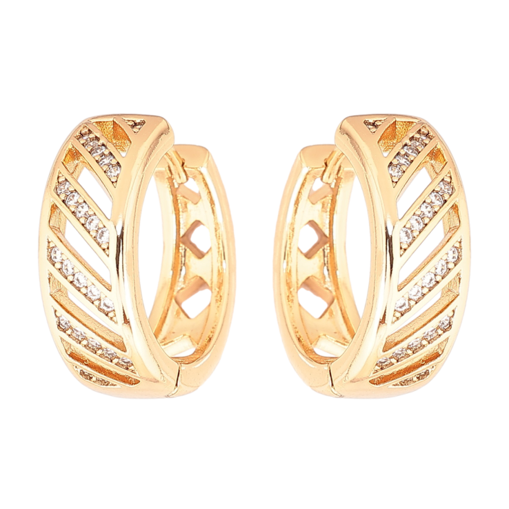 Сережки Xuping Позолота 18K колечка «Візерунок з кристалами» фото №4