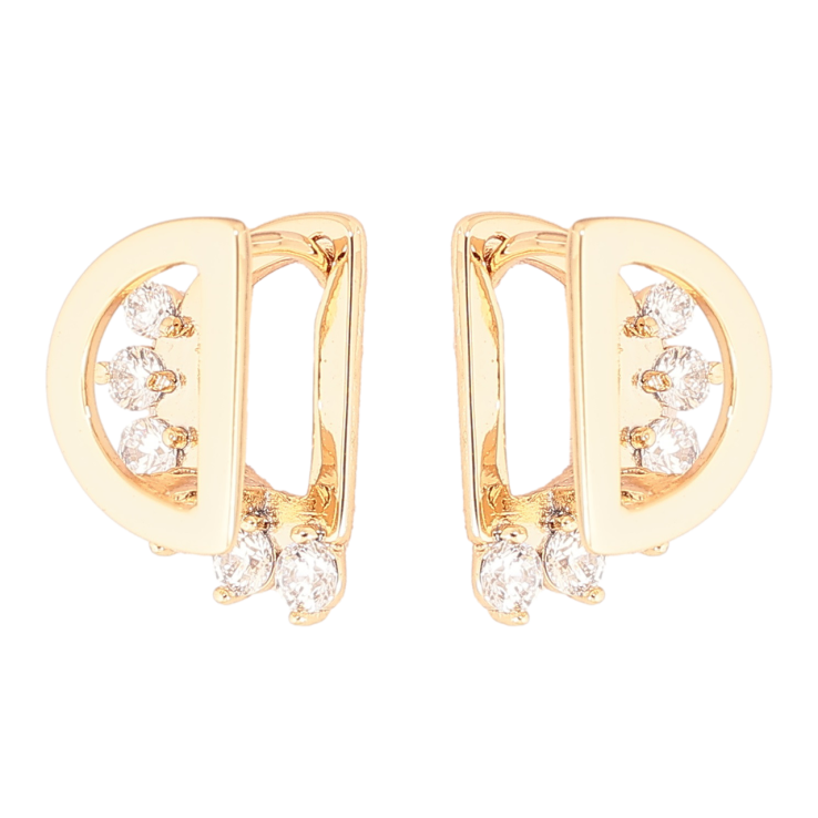 Сережки Xuping Позолота 18K колечка «Декоративний візерунок з кристалами» фото №2