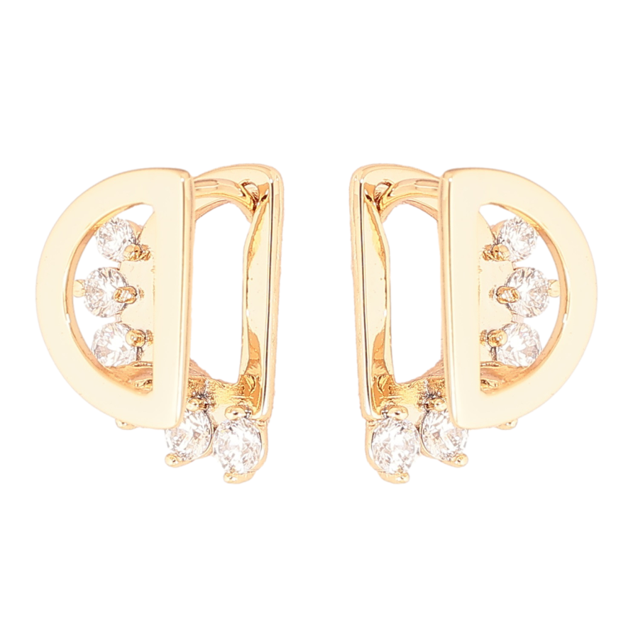 Сережки Xuping Позолота 18K колечка «Декоративний візерунок з кристалами» фото №1 Сережки Xuping Позолота 18K колечка «Декоративний візерунок з кристалами» фото №1