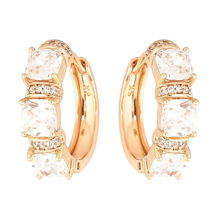 Сережки Xuping Позолота 18K колечка «Візерунок з кристалами» фото №5