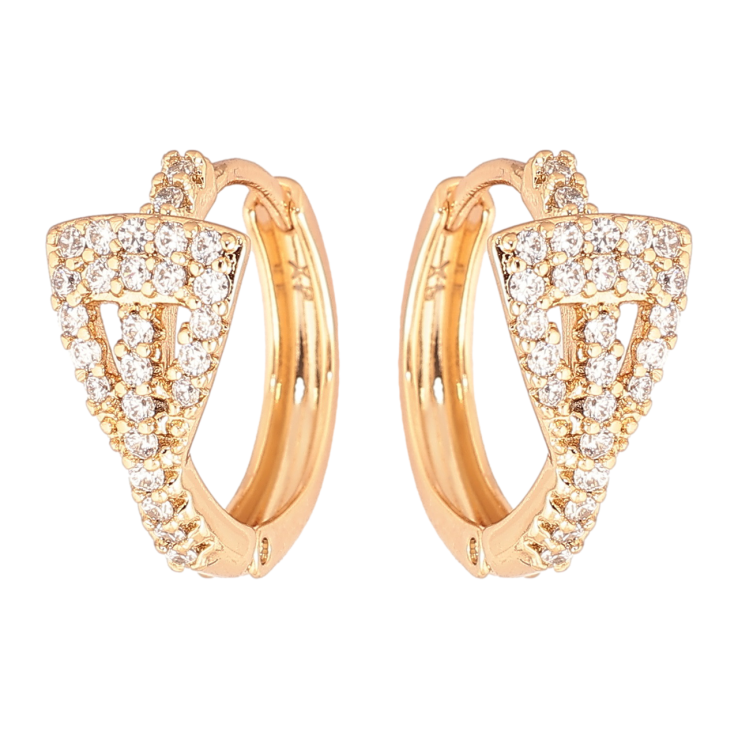 Сережки Xuping Позолота 18K колечка «Візерунок з кристалами» фото №4