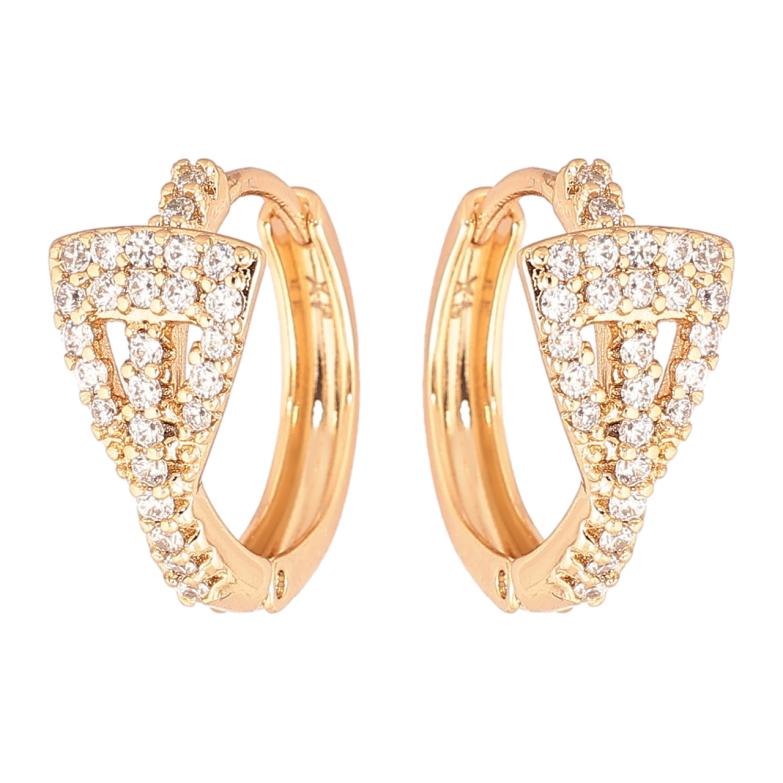 Сережки Xuping Позолота 18K колечка «Візерунок з кристалами» фото №1