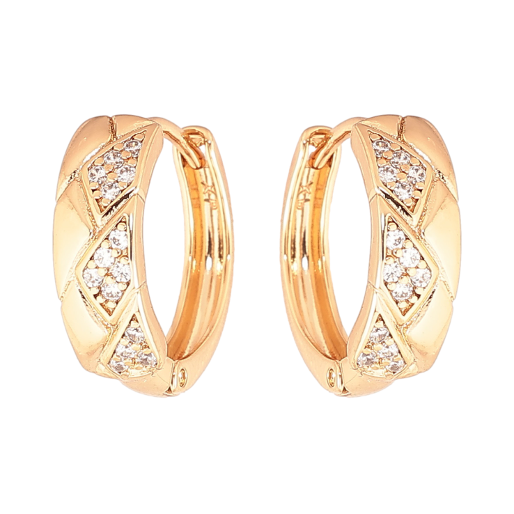 Сережки Xuping Позолота 18K колечка «Візерунок з кристалами» фото №3