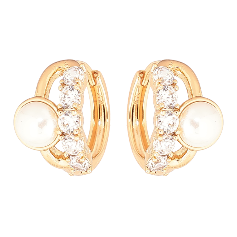 Серьги Xuping Позолота 18K колечки Узор с кристаллами и жемчужинами фото №5