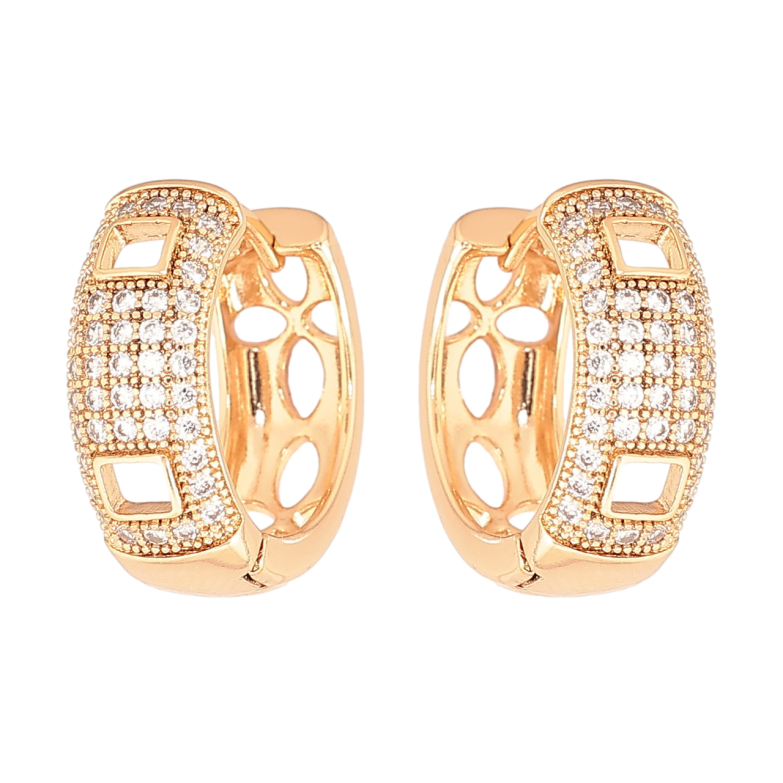 Сережки Xuping Позолота 18K колечка «Візерунок з інкрустацією кристалами» фото №2