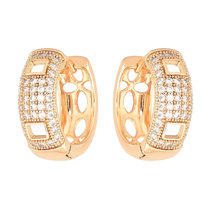 Серьги Xuping Позолота 18K колечки Узор с инкрустацией кристаллами фото №1