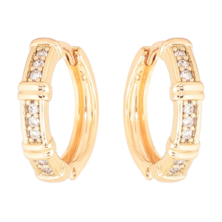 Сережки Xuping Позолота 18K колечка «Візерунок з доріжками кристалів» фото №7