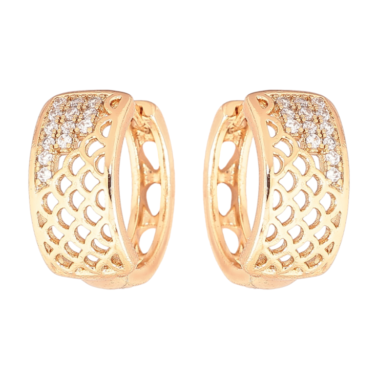Серьги Xuping Позолота 18K колечки Резной узор с кристаллами фото №11