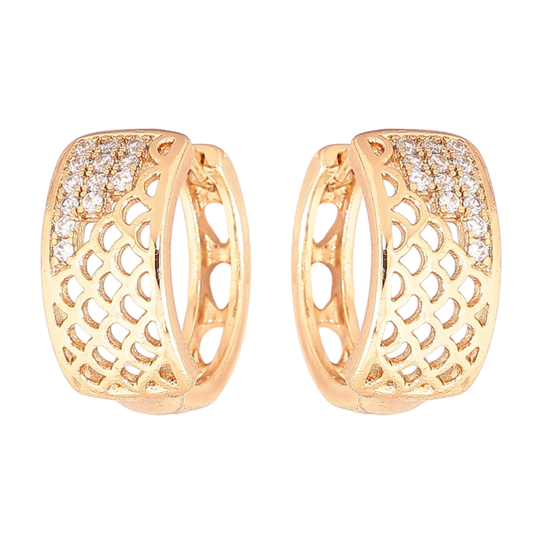 Серьги Xuping Позолота 18K колечки Резной узор с кристаллами фото №1