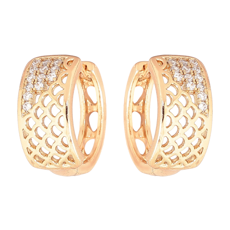 Серьги Xuping Позолота 18K колечки Резной узор с кристаллами фото №1