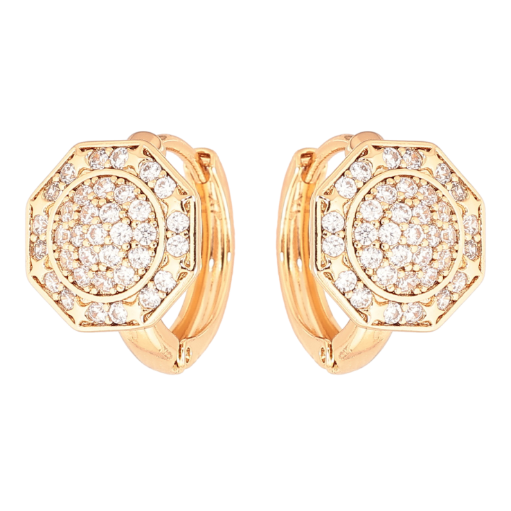 Серьги Xuping Позолота 18K колечки Восьмиугольники с инкрустацией кристаллами фото №16
