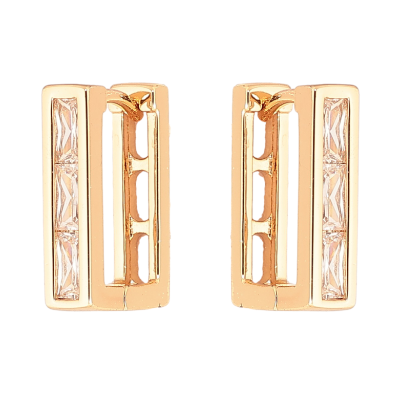 Сережки Xuping Позолота 18K колечка «Прямокутні з кристалами» фото №1 Сережки Xuping Позолота 18K колечка «Прямокутні з кристалами» фото №1