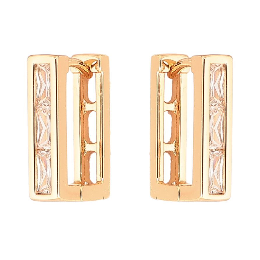 Сережки Xuping Позолота 18K колечка «Прямокутні з кристалами» фото №1 Сережки Xuping Позолота 18K колечка «Прямокутні з кристалами» фото №1