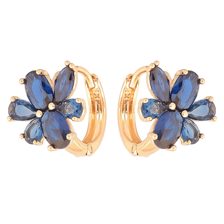 Сережки Xuping Позолота 18K колечка «Сині кришталеві квіточки» фото №22 Сережки Xuping Позолота 18K колечка «Сині кришталеві квіточки» фото №22
