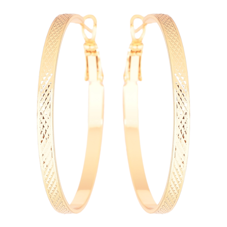 Сережки Xuping Позолота 18K кільця (конго) «Декоративний візерунок» ø 4см фото №4 Сережки Xuping Позолота 18K кільця (конго) «Декоративний візерунок» ø 4см фото №4