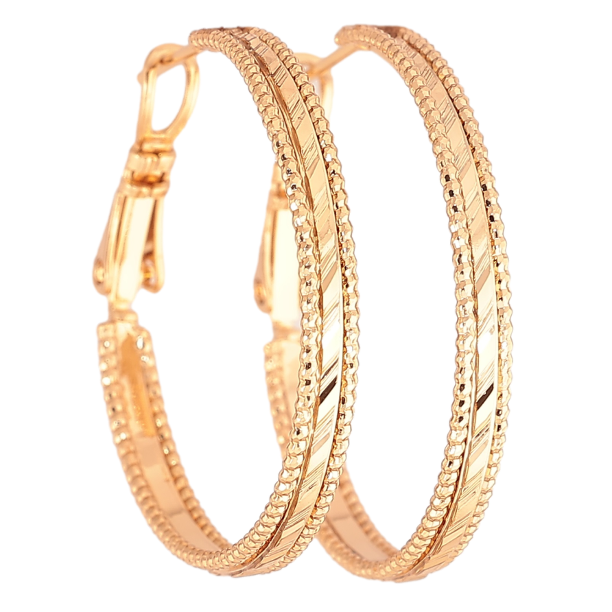 Серьги Xuping Позолота 18K кольца (конго) Декоративный узор ø 3см фото №1 Серьги Xuping Позолота 18K кольца (конго) Декоративный узор ø 3см фото №1