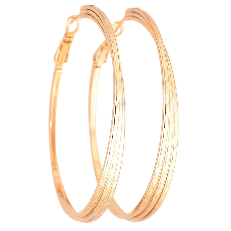 Серьги Xuping Позолота 18K кольца (конго) Декоративный узор ø 5.2см фото №4