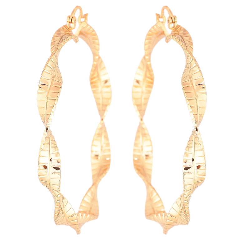 Серьги Xuping Позолота 18K кольца (конго) Декоративный узор ø 6см фото №3 Серьги Xuping Позолота 18K кольца (конго) Декоративный узор ø 6см фото №3