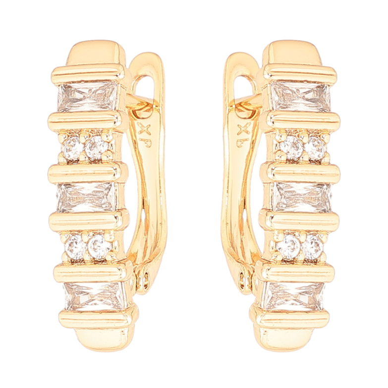 Серьги Xuping Позолота 18K английский замок Дорожки кристаллов фото №1 Серьги Xuping Позолота 18K английский замок Дорожки кристаллов фото №1