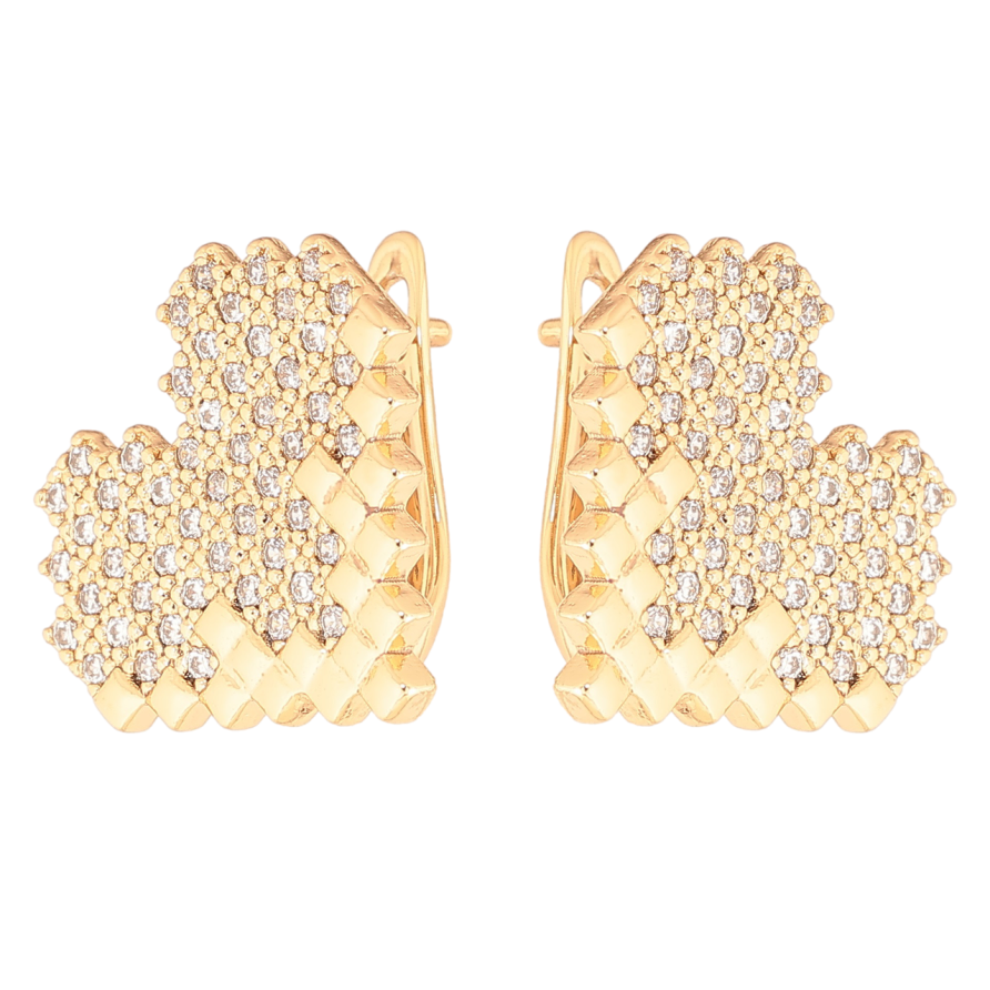 Серьги Xuping Позолота 18K английский замок Сердечки с инкрустацией кристаллами фото №1 Серьги Xuping Позолота 18K английский замок Сердечки с инкрустацией кристаллами фото №1