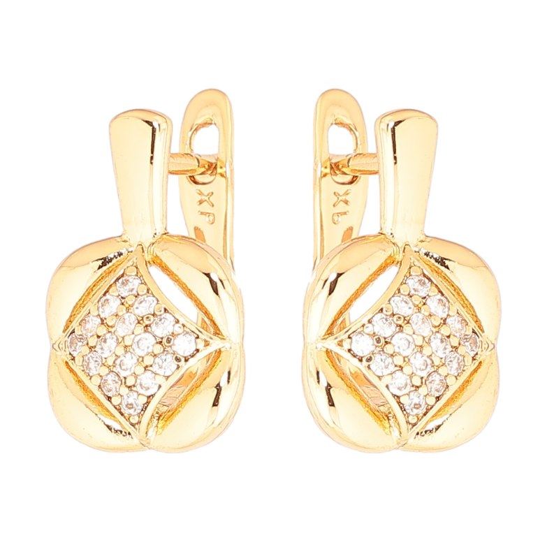 Серьги Xuping Позолота 18K английский замок Декоративный узор с кристаллами фото №1 Серьги Xuping Позолота 18K английский замок Декоративный узор с кристаллами фото №1
