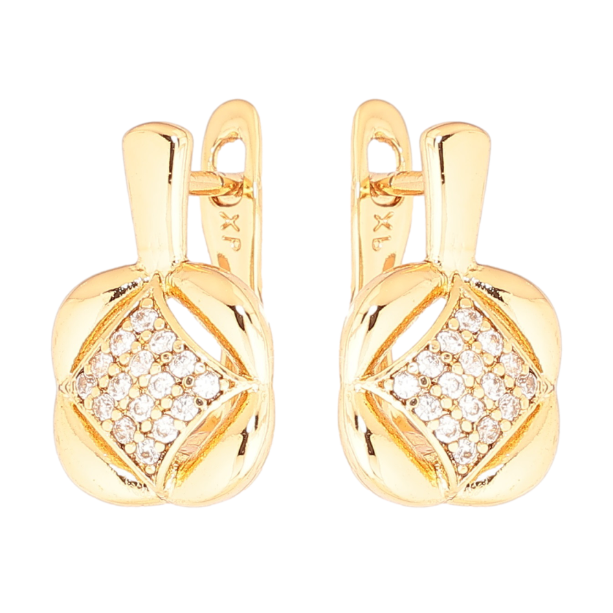Серьги Xuping Позолота 18K английский замок Декоративный узор с кристаллами фото №1 Серьги Xuping Позолота 18K английский замок Декоративный узор с кристаллами фото №1